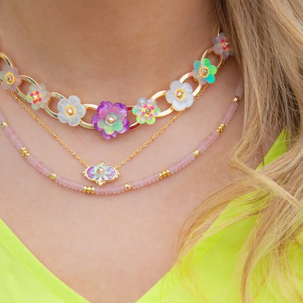 Kendra Scott Deliah Gold Statement Chain Necklace in Pastel Mix